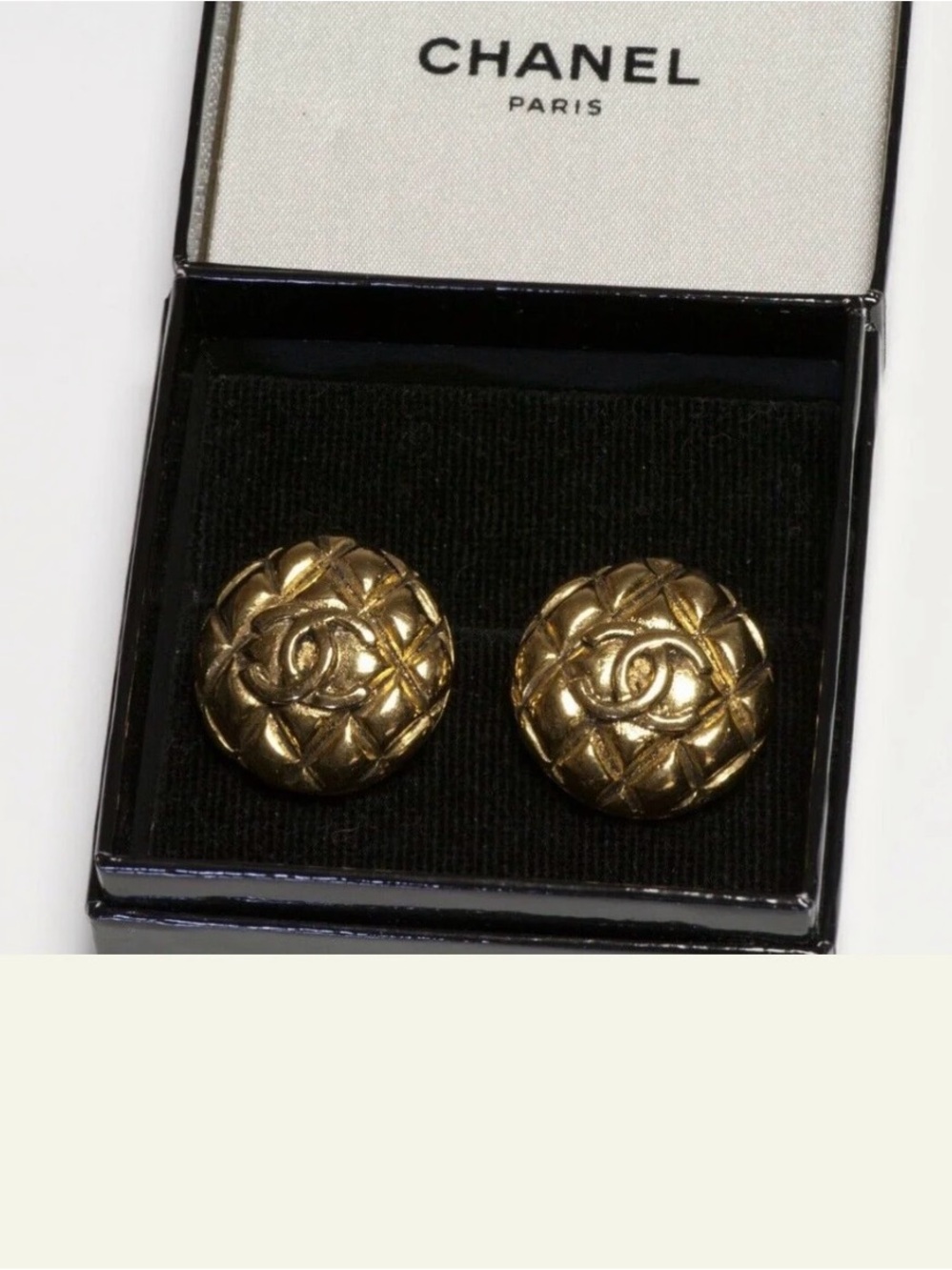 CHANEL Gold Quilted CC Dome Earrings